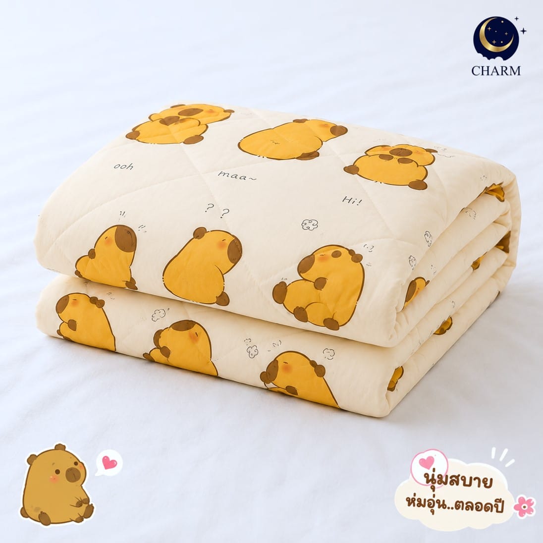 ผ้าห่มนวม 150X200 ซม. (5 ฟุต) CHARM DREAMY ลาย CAPYBARA_3